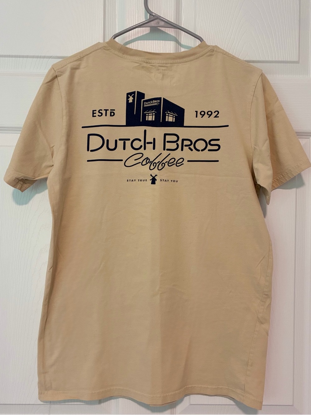Dutch Bros Tan Short-Sleeve Tee with Small Chest Logo